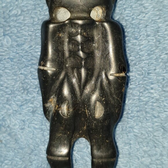 3’’ Vintage Hand Carved Genuine Magnetic Black Jade Skeleton Talisman Amulet - Picture 6 of 9